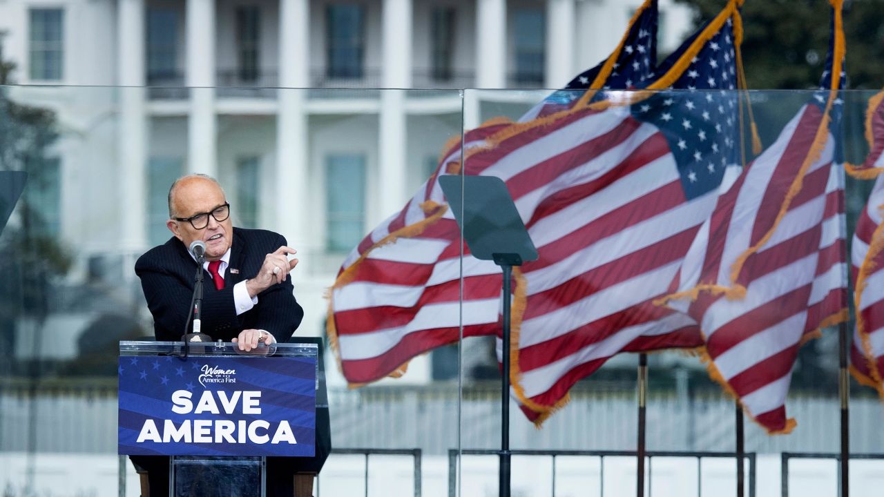 Rudy Giuliani speaks  from The Ellipse on January 6, 2021