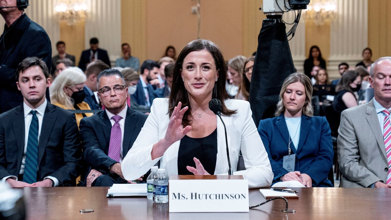 Cassidy Hutchinson testifies during a public hearing of the January 6 Committee, June 28, 2022. 