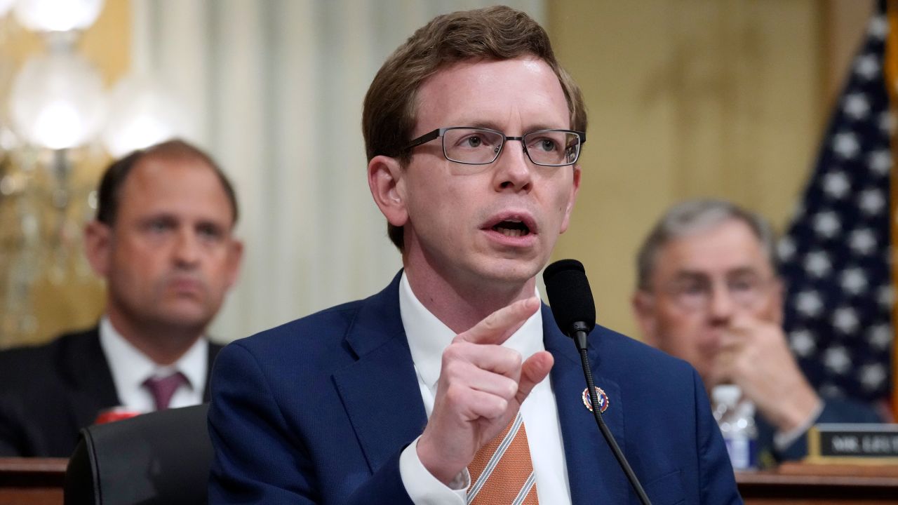 Rep. Dusty Johnson, a Republican from South Dakota, questions witnesses during a hearing on Capitol Hill, Tuesday, Feb. 28, 2023, in Washington, DC.