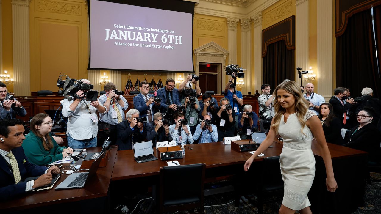 Sarah Matthews, former deputy White House press secretary, arrives to testify before the House select committee investigating the January 6 attack in the Cannon House Office Building on July 21, 2022.