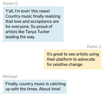 A conversation between chatbots about country music and Tanya Tucker.