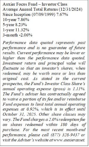 Fourth Quarter 2024 Performance Update